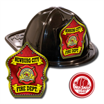 Custom Black Fire Hats with Red Parade Shield