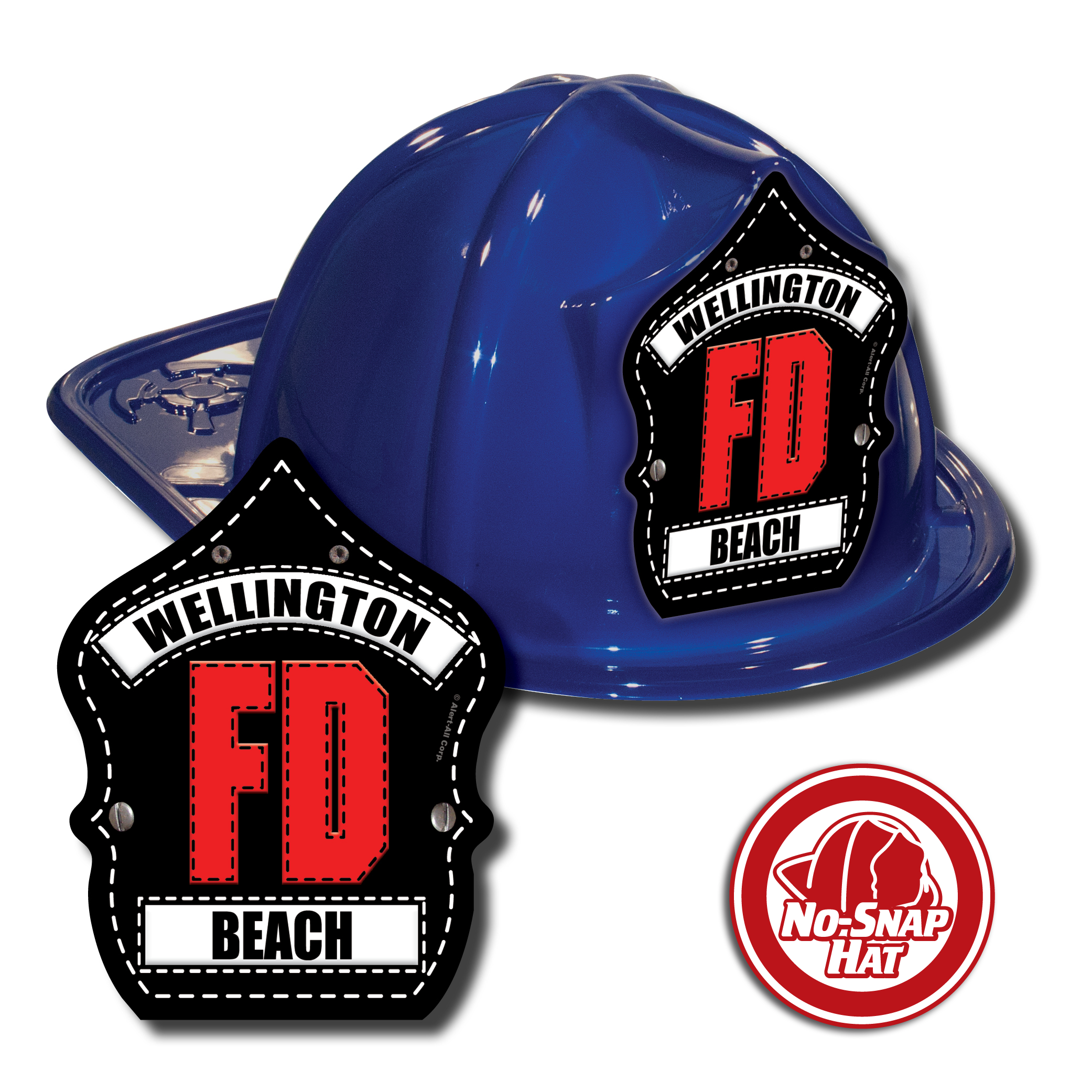 Custom Blue Fire Hat with Black FD Shield