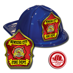 Custom Blue Fire Hats with Red Parade Shield