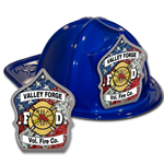 Custom Flag F.D. Shield on Blue Fire Hat