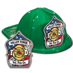 Custom Flag F.D. Shield on Green Fire Hat