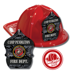 Custom Gray Marine Logo Design in Red Fire Hat