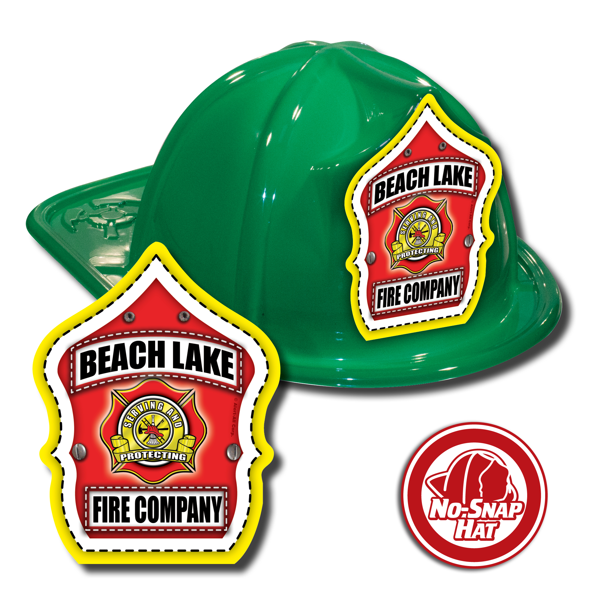 Custom Green Fire Hats w/Maltese Cross Shield