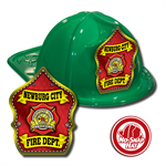 Custom Green Fire Hats with Red Parade Shield
