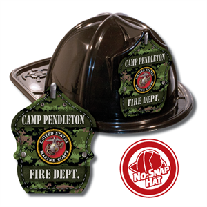 Custom Green Marine Logo Design in Black Fire Hat