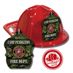Custom Green Marine Logo Design in Red Fire Hat