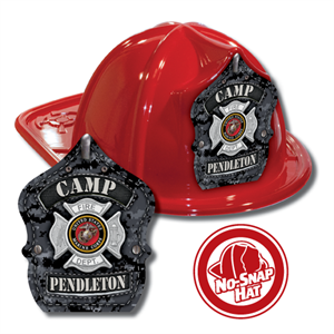 Custom Marine Cross Gray Design in Red Fire Hat