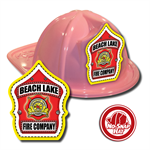 Custom Pink Fire Hats w/ Maltese Cross Shield