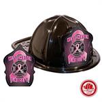 Custom Pink Ribbon Shield on Black Fire Hat