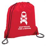 Custom Red Cinch Backpack w/ Ribbon Cross