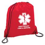 Custom Red Cinch Backpack w/ Star Of Life