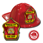 Custom Red Fire Hat with Parade Shield