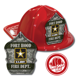 Custom Tan Army Logo in Red Fire Hat