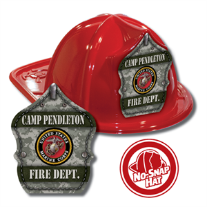 Custom Tan Marine Logo Design in Red Fire Hat