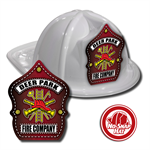 Custom White Fire Hats with Fire Scramble Shield