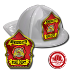 Custom White Fire Hats with Red Parade Shield