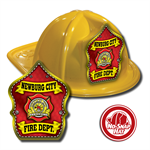 Custom Yellow Fire Hats with Red Parade Shield