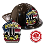 IMPRINTED FIRE HATS-BLACK- 9/11 FLAG SHIELD