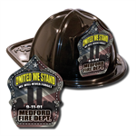IMPRINTED FIRE HATS-BLACK- 9/11 SILVER FLAG SHIE