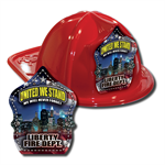 IMPRINTED FIRE HATS-RED- 9/11 SKYLINE SHIELD