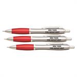 Imprinted Ballpoint Pen Silver w/ Red Grip