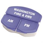 Imprinted Blue Triple Compartment Pill Case