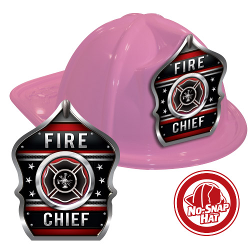 NEW-Pink Fire Chief Hat - Maltese Cross Shield