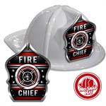 Stock White Fire Chief Hat- Malt. Cross Shield