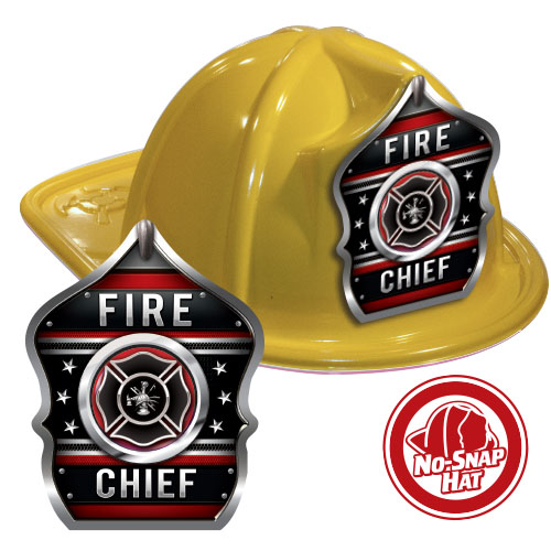 Stock Yellow Fire Chief Hat- Malt. Cross Shield