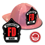 Custom Pink Fire Hat with Black FD Shield