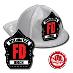 Custom White Fire Hat with Black FD Shield