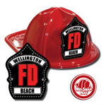 Custom Red Fire Hat w/ Black FD Shield