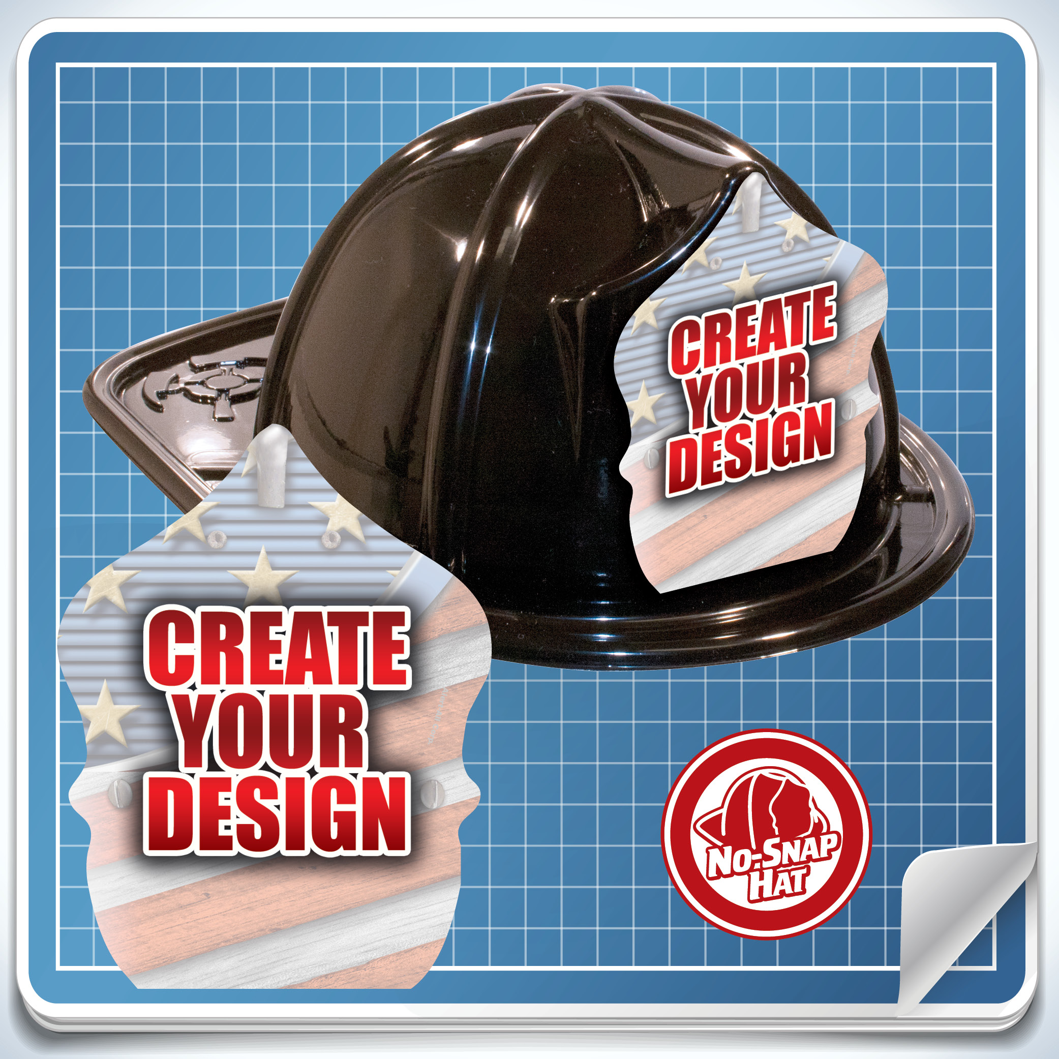 <!--2-->Black Custom Fire Hat - Create Your Own