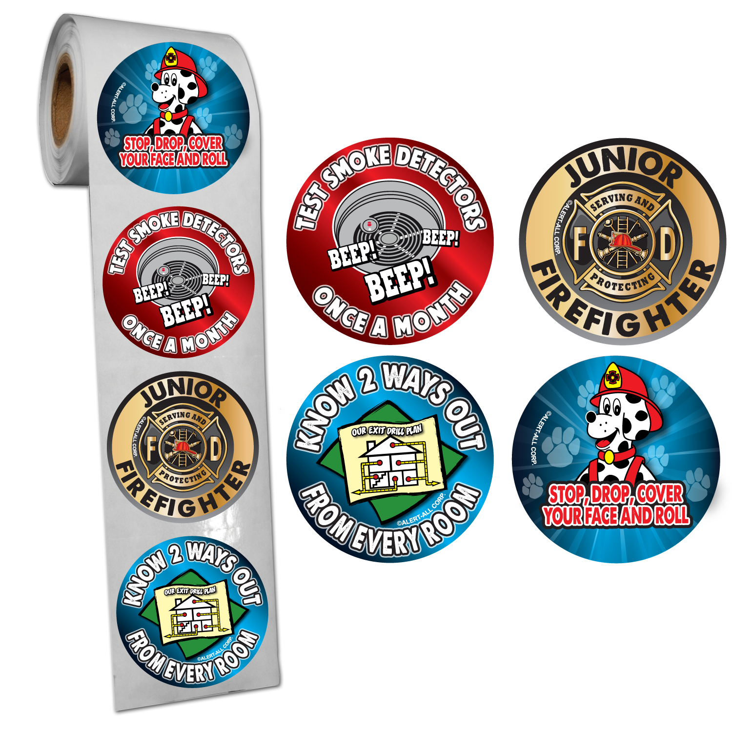 Assorted Fire Safety Roll Stickers