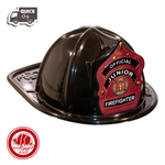 Black Fire Hat- Jr. FF Red Leather