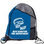 Blue Smoke Alarm Pocket Drawstring Backpack