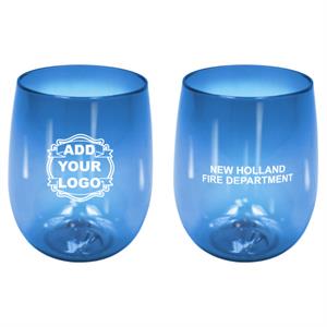 Custom 12 oz Plastic Stemless Cup - Blue