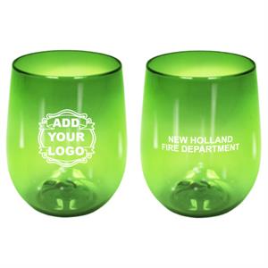 Custom 12 oz Plastic Stemless Cup - Green