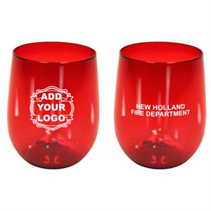 Custom 12 oz Plastic Stemless Cup - Red