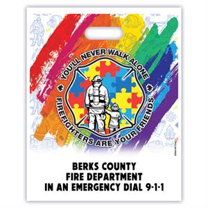 Custom 12^ x 15^ Full Color Grab Bags - Autism Awareness Firefighter