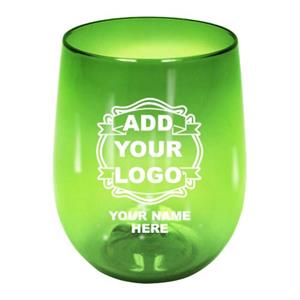Custom 12oz. Plastic Stemless Wine Glass - Green