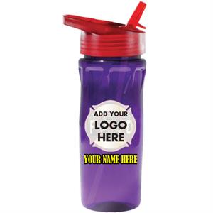 Custom 18oz. Flip Lid Bottle w/ Full Color Imprint - Purple