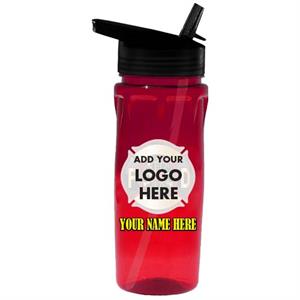 Custom 18oz. Flip Lid Bottle w/ Full Color Imprint - Red