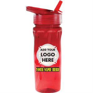 Custom 18oz. Flip Lid Bottle w/ Full Color Imprint - Red