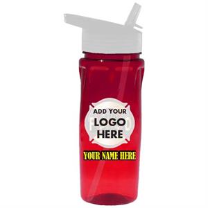 Custom 18oz. Flip Lid Bottle w/ Full Color Imprint - Red