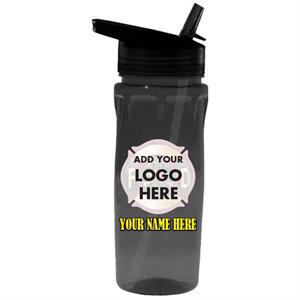 Custom 18oz. Flip Lid Bottle w/ Full Color Imprint - Smoke