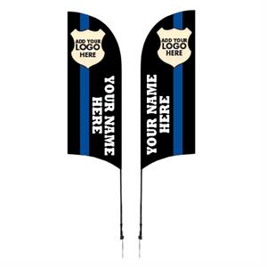 Custom 9 Ft. Sail Flag - Blue Line - 2 Side Print