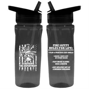 Custom Black 18 oz Bottle w/ Flip Up Straw