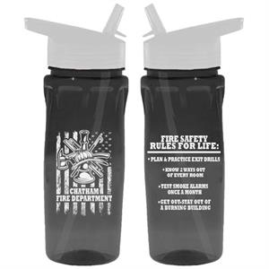Custom Black 18 oz Bottle w/ Flip Up Straw
