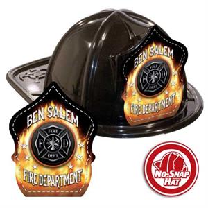 Custom Black Hat w/ Maltese Cross and Flames Shield